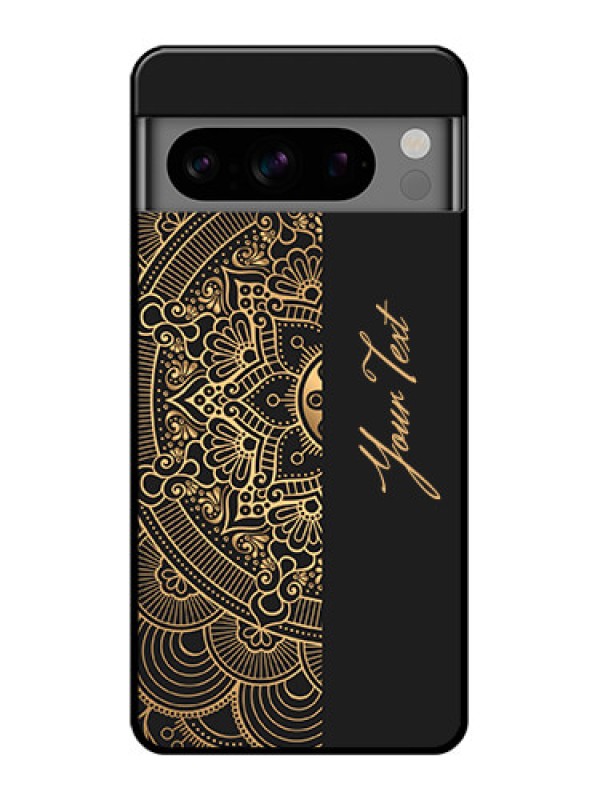 Custom Google Pixel 8 Pro 5G Custom Glass Phone Case - Mandala Art With Custom Text Design