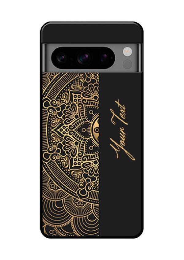 Google Pixel 8 Pro 5G Custom Glass Phone Case - Mandala Art With Custom Text Design