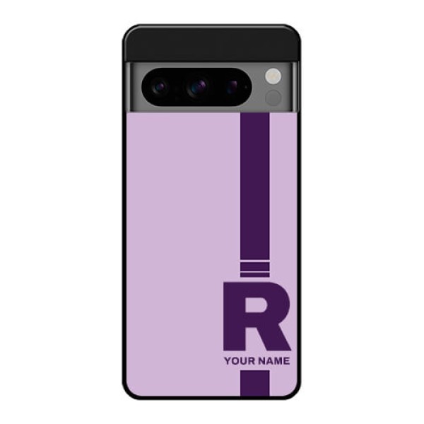 Google Pixel 8 Pro 5G Custom Glass Phone Case - Simple Dual Tone Stripe With Name Design