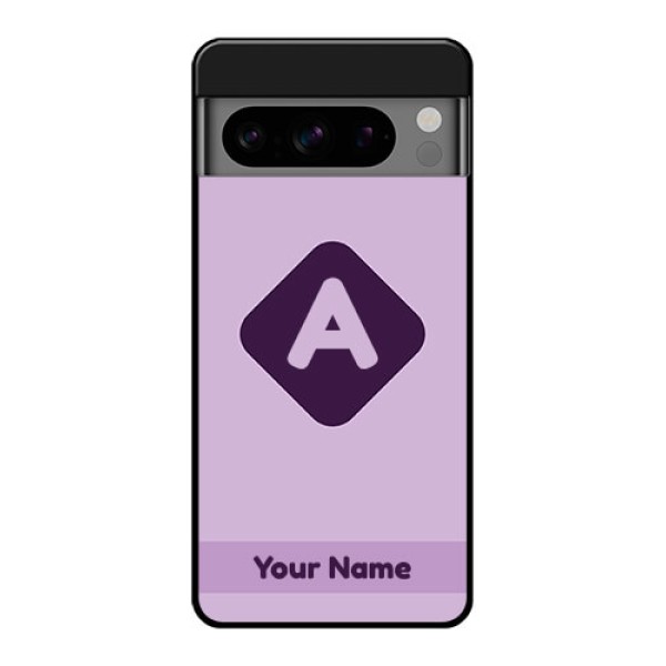 Google Pixel 8 Pro 5G Custom Glass Phone Case - Custom Letter In Curved Badge Design