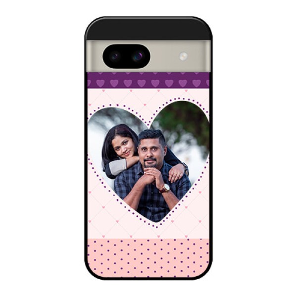 Google Pixel 8A 5G Custom Glass Phone Case - Violet Love Dots Design