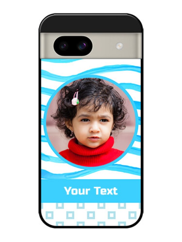 Custom Google Pixel 8A 5G Custom Glass Phone Case - Simple Blue Case Design