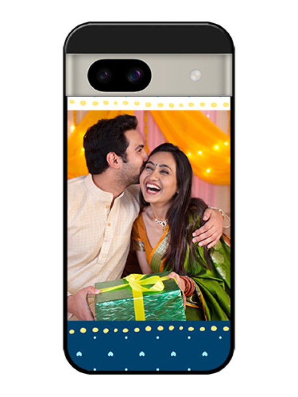 Custom Google Pixel 8A 5G Custom Glass Phone Case - White And Blue Abstract Design