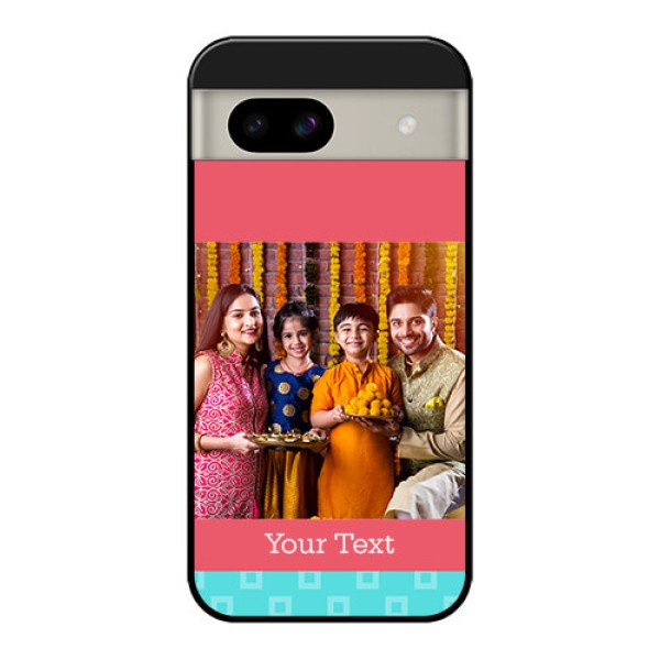 Google Pixel 8A 5G Custom Glass Phone Case - Peach and Blue Color Design