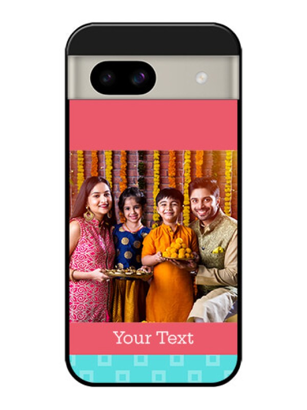 Custom Google Pixel 8A 5G Custom Glass Phone Case - Peach and Blue Color Design