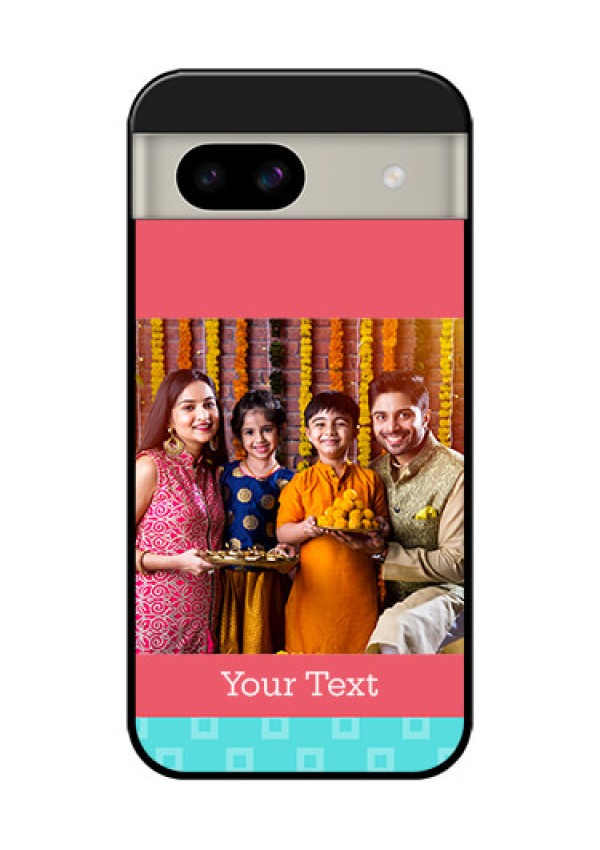 Google Pixel 8A 5G Custom Glass Phone Case - Peach and Blue Color Design