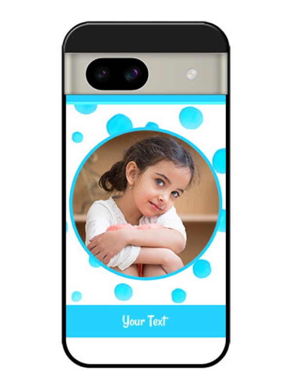 Custom Google Pixel 8A 5G Custom Glass Phone Case - Blue Bubbles Pattern Design