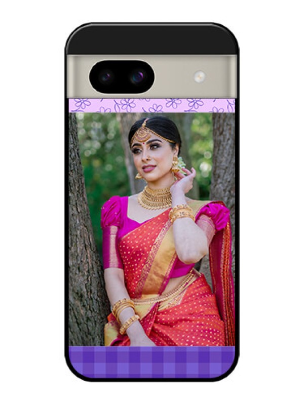 Custom Google Pixel 8A 5G Custom Glass Phone Case - Purple Floral Design