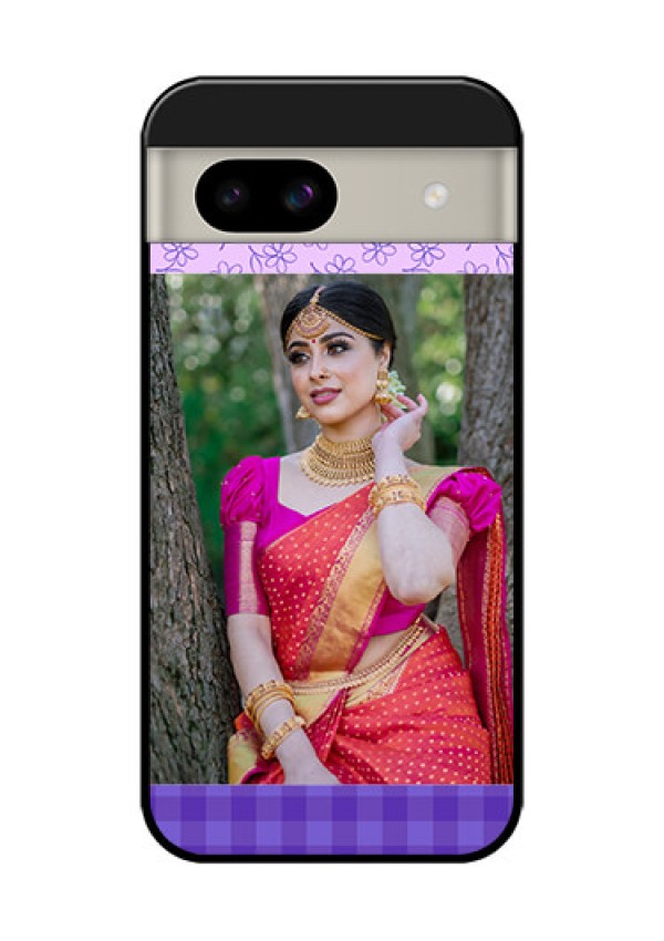 Google Pixel 8A 5G Custom Glass Phone Case - Purple Floral Design