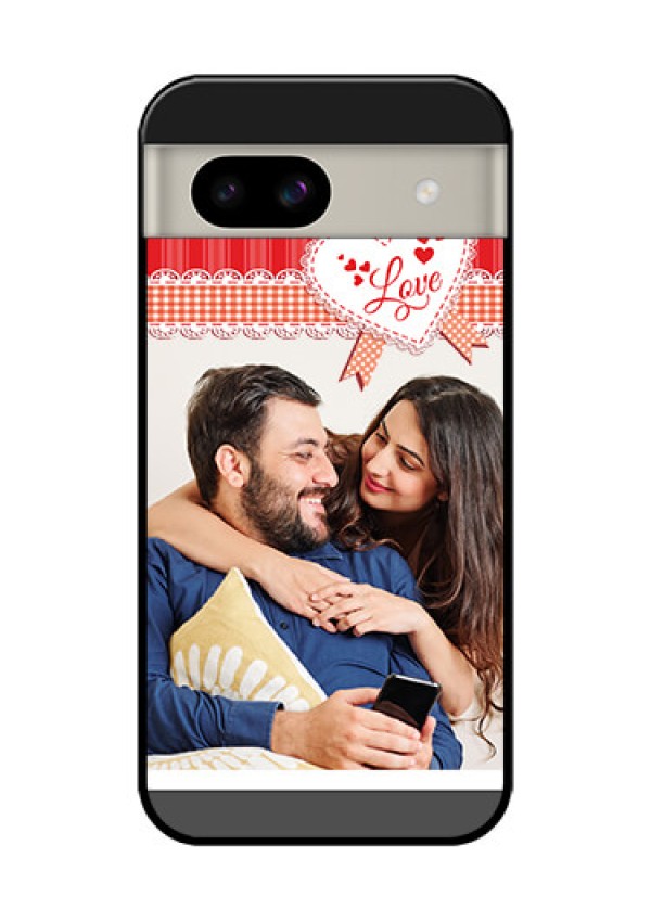 Google Pixel 8A 5G Custom Glass Phone Case - Red Love Pattern Design