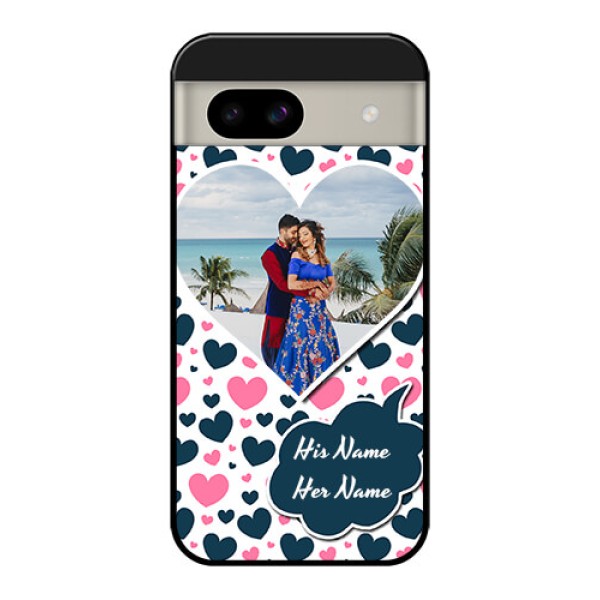 Google Pixel 8A 5G Custom Glass Phone Case - Pink and Blue Heart Design
