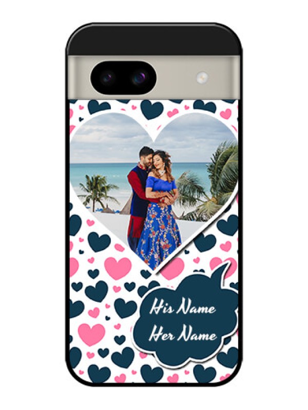 Custom Google Pixel 8A 5G Custom Glass Phone Case - Pink and Blue Heart Design
