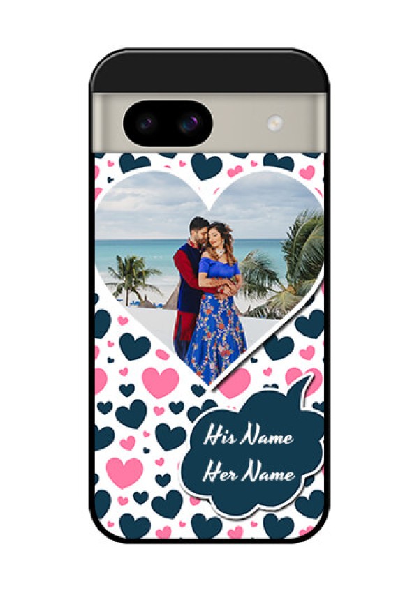 Google Pixel 8A 5G Custom Glass Phone Case - Pink and Blue Heart Design