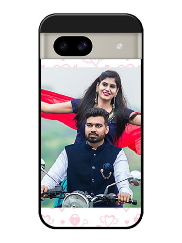 Custom Google Pixel 8A 5G Custom Glass Phone Case - Pink Flying Heart Design