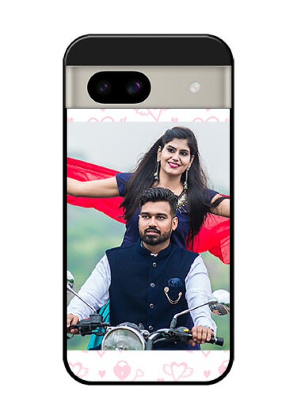 Google Pixel 8A 5G Custom Glass Phone Case - Pink Flying Heart Design
