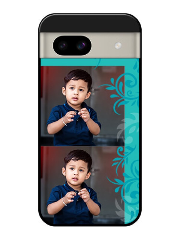 Custom Google Pixel 8A 5G Custom Glass Phone Case - With Photo And Green Floral Design