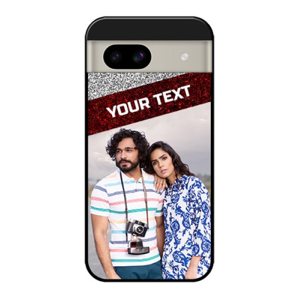Google Pixel 8A 5G Custom Glass Phone Case - Image Holder With Glitter Strip Design