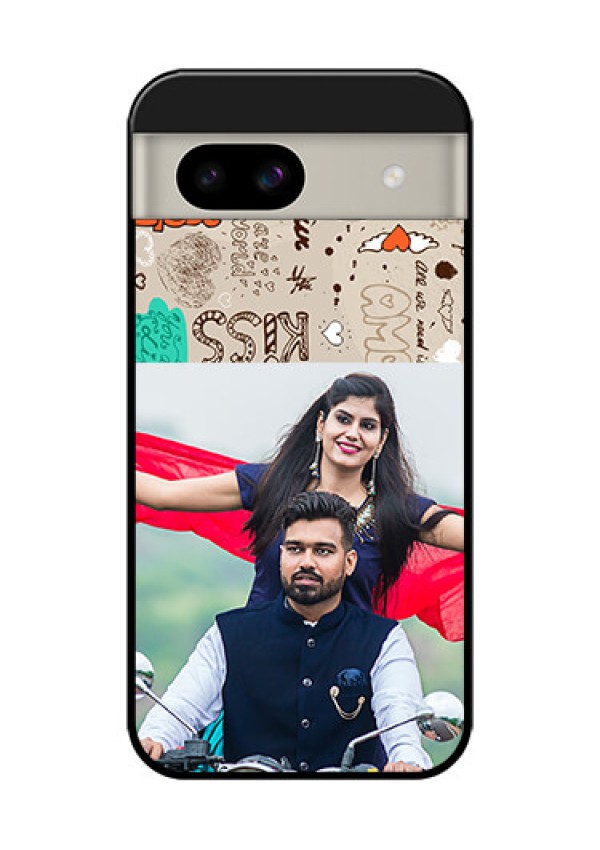Google Pixel 8A 5G Custom Glass Phone Case - Love Doodle Pattern