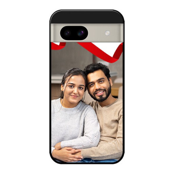 Google Pixel 8A 5G Custom Glass Phone Case - Red Ribbon Frame Design