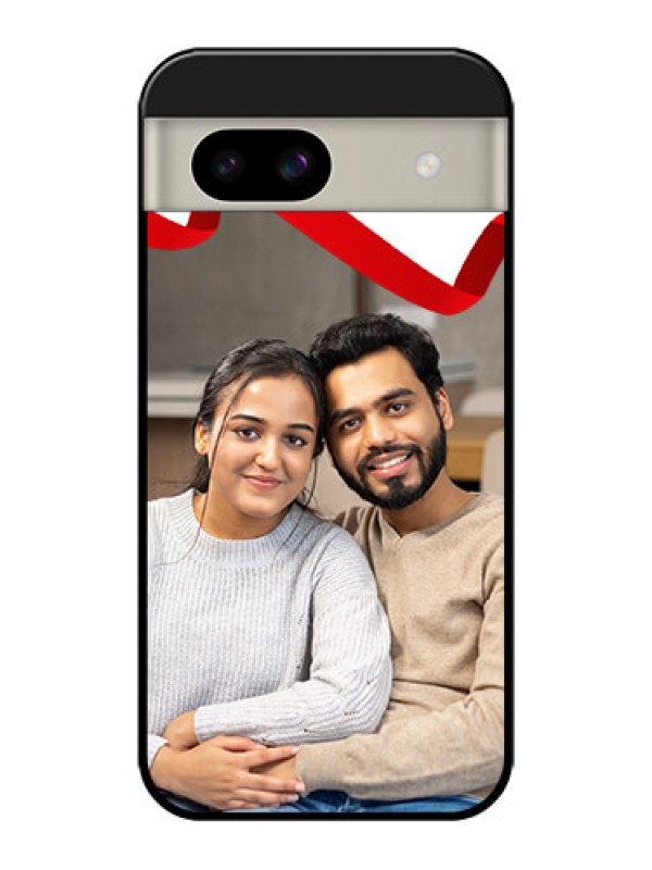 Custom Google Pixel 8A 5G Custom Glass Phone Case - Red Ribbon Frame Design