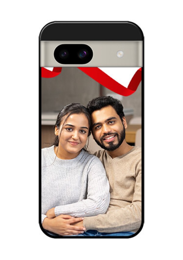 Google Pixel 8A 5G Custom Glass Phone Case - Red Ribbon Frame Design
