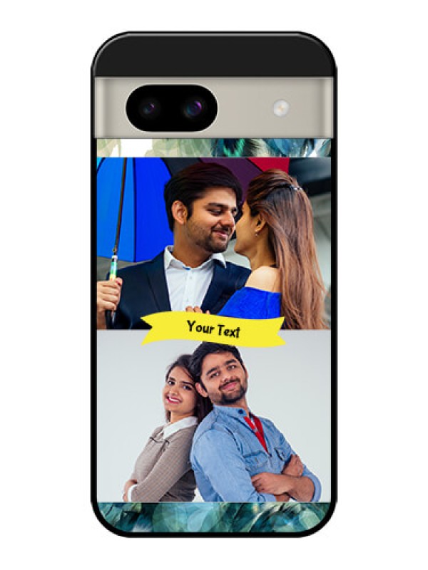 Custom Google Pixel 8A 5G Custom Glass Phone Case - Image With Boho Peacock Feather Design