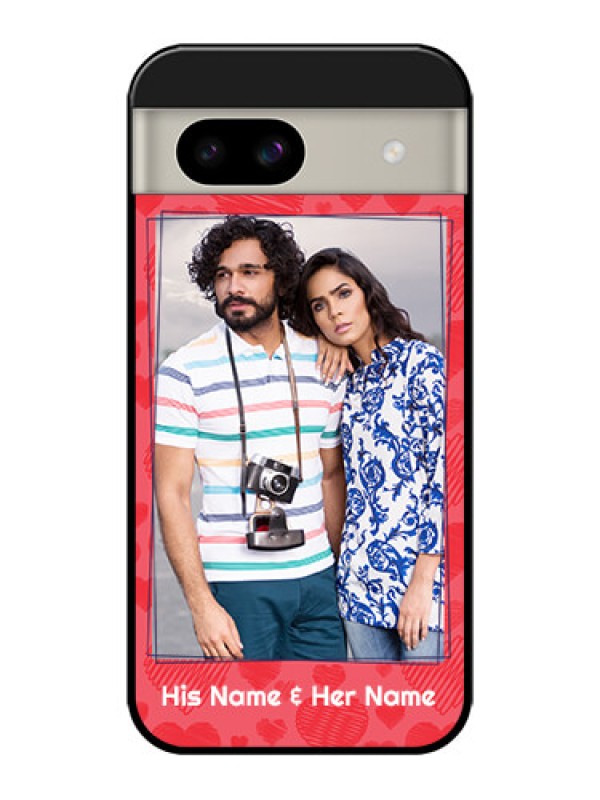 Custom Google Pixel 8A 5G Custom Glass Phone Case - With Red Heart Symbols Design