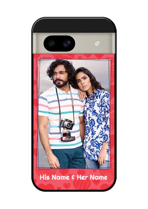 Google Pixel 8A 5G Custom Glass Phone Case - With Red Heart Symbols Design