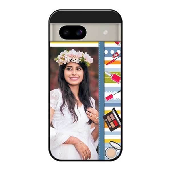 Google Pixel 8A 5G Custom Glass Phone Case - Makeup Icons Design
