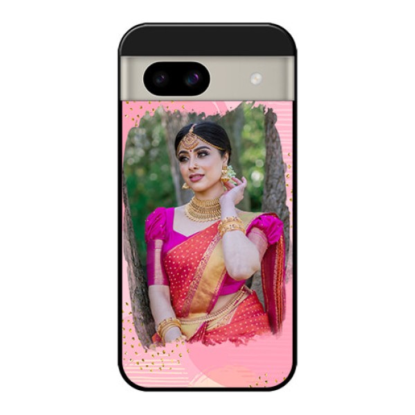 Google Pixel 8A 5G Custom Glass Phone Case - Gold Glitter Splash Design