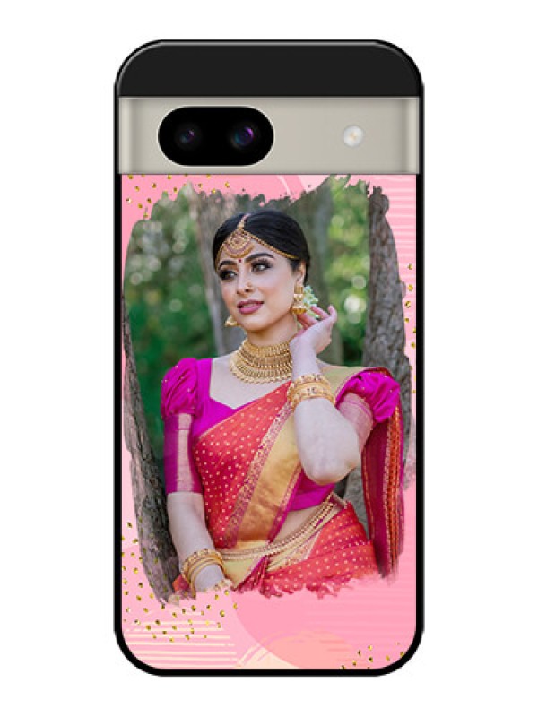 Custom Google Pixel 8A 5G Custom Glass Phone Case - Gold Glitter Splash Design