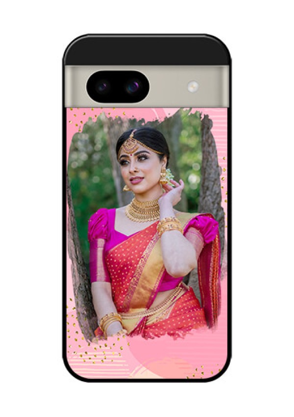 Google Pixel 8A 5G Custom Glass Phone Case - Gold Glitter Splash Design