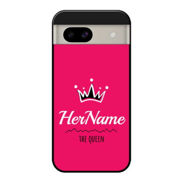 Google Pixel 8A 5G Custom Glass Phone Case - Queen With Name Design