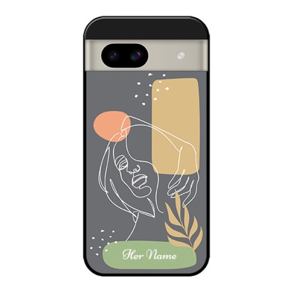 Google Pixel 8A 5G Custom Glass Phone Case - Gazing Woman Line Art Design