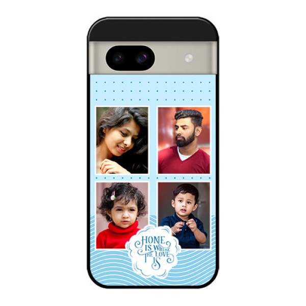 Google Pixel 8A 5G Custom Glass Phone Case - Cute Love Quote With 4 Pic Upload Design