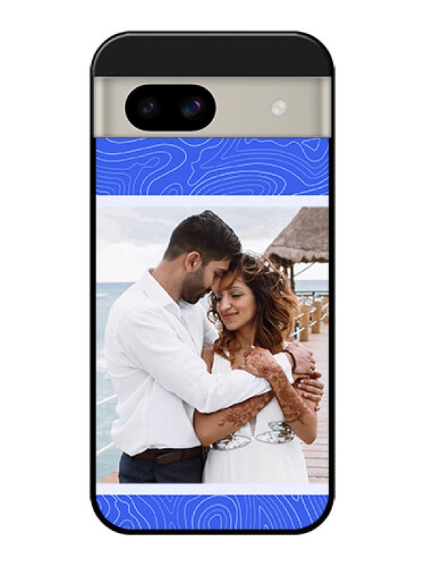 Custom Google Pixel 8A 5G Custom Glass Phone Case - Curved Line Art With Blue And White Design