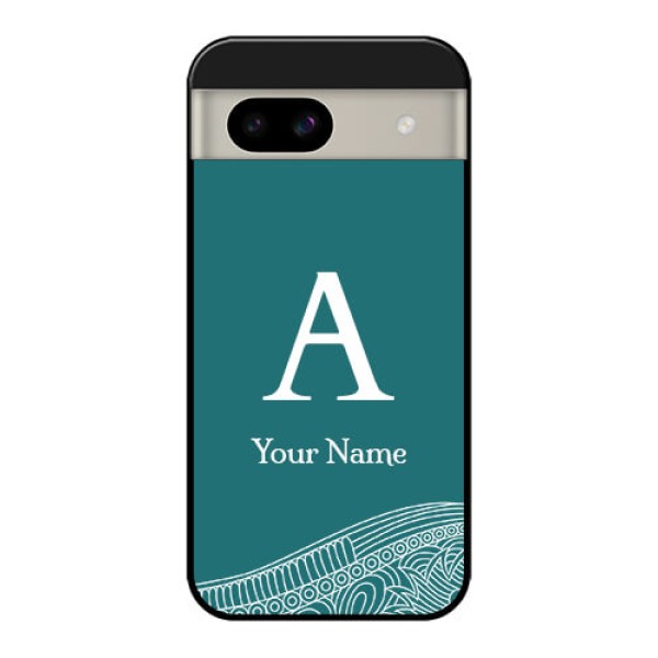 Google Pixel 8A 5G Custom Glass Phone Case - Line Art Pattern With Custom Name Design