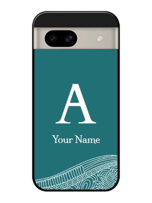 Custom Google Pixel 8A 5G Custom Glass Phone Case - Line Art Pattern With Custom Name Design