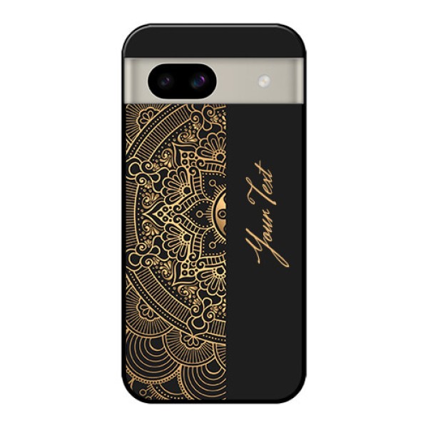 Google Pixel 8A 5G Custom Glass Phone Case - Mandala Art With Custom Text Design
