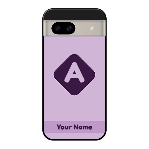 Google Pixel 8A 5G Custom Glass Phone Case - Custom Letter In Curved Badge Design