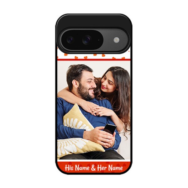 Google Pixel 9 5G Custom Glass Phone Case - Orange Love Symbol Design