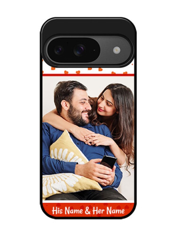 Custom Google Pixel 9 5G Custom Glass Phone Case - Orange Love Symbol Design