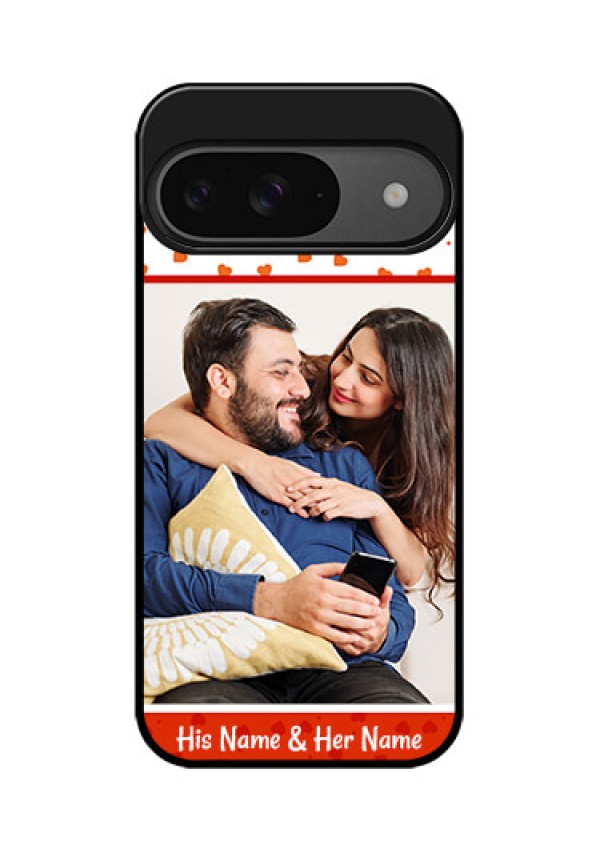 Google Pixel 9 5G Custom Glass Phone Case - Orange Love Symbol Design