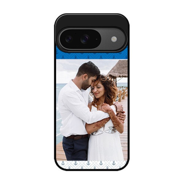 Google Pixel 9 5G Custom Glass Phone Case - Blue Anchors Design