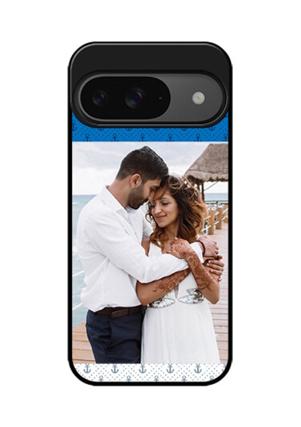 Google Pixel 9 5G Custom Glass Phone Case - Blue Anchors Design