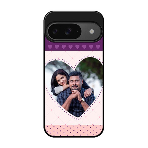 Google Pixel 9 5G Custom Glass Phone Case - Violet Love Dots Design