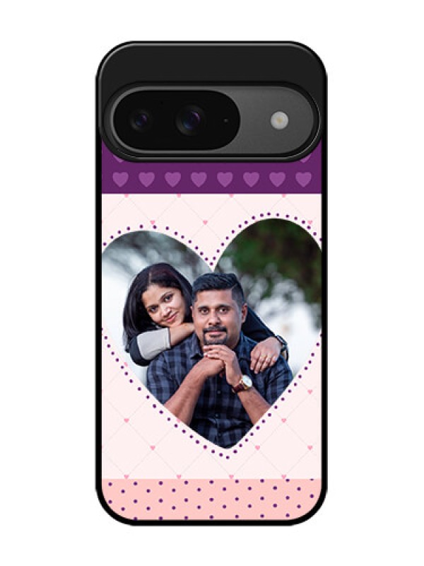 Custom Google Pixel 9 5G Custom Glass Phone Case - Violet Love Dots Design