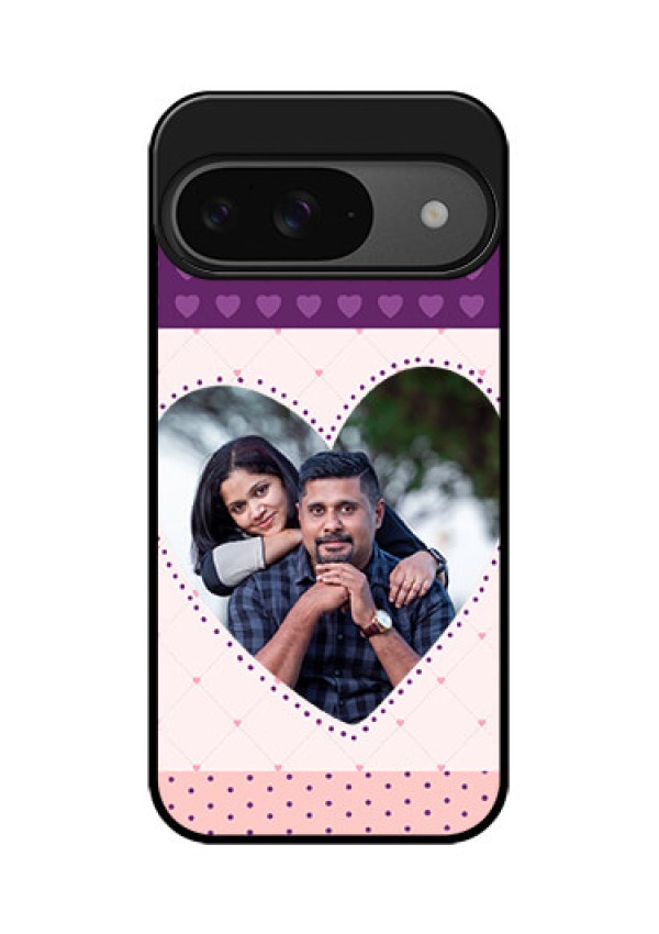 Google Pixel 9 5G Custom Glass Phone Case - Violet Love Dots Design