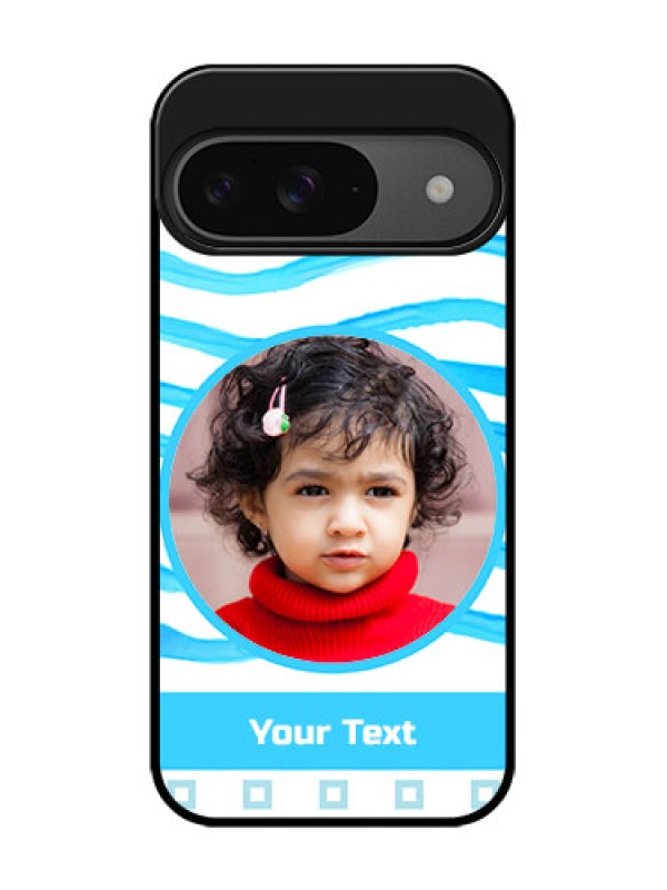 Custom Google Pixel 9 5G Custom Glass Phone Case - Simple Blue Case Design
