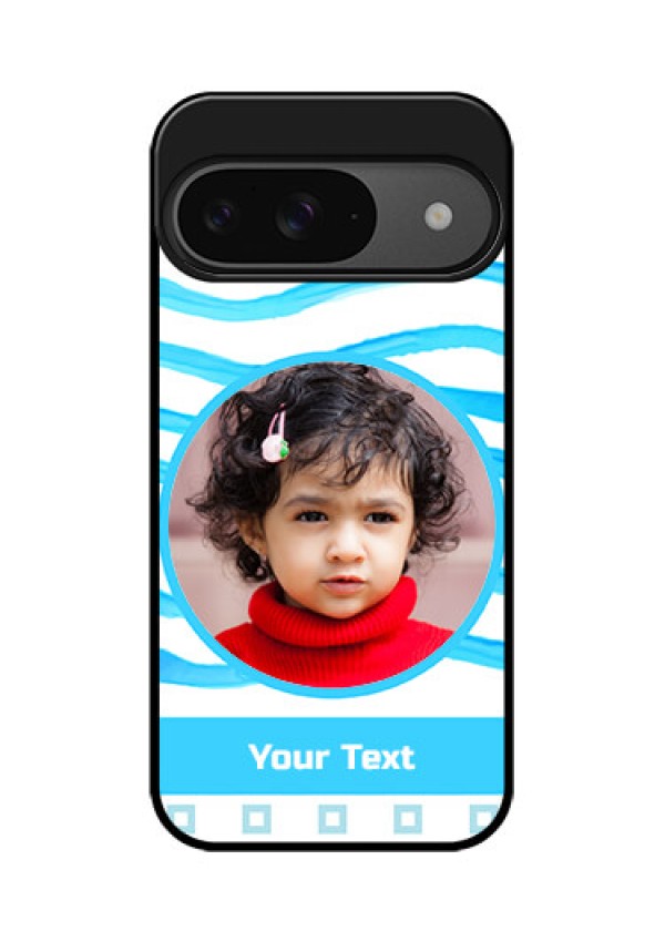 Google Pixel 9 5G Custom Glass Phone Case - Simple Blue Case Design